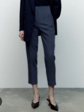 ZARA WOMAN NWT HIGH- WAISTED PANTS Blue Gray